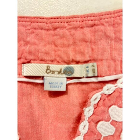 Boden Pink Embroidered Tunic Top Women's Boho Chic US 2 - Picture 5 of 6